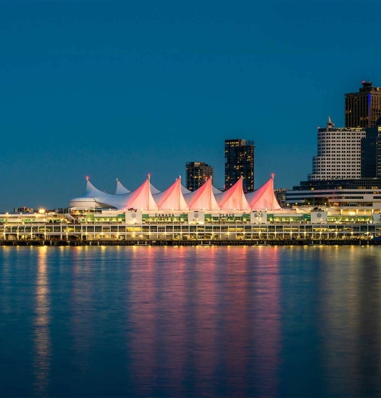 Vancouver skyline in the evening.