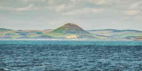 View of Ballantrae in the Lowland area of Scotland from the ocean.