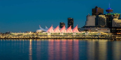 Vancouver skyline in the evening.